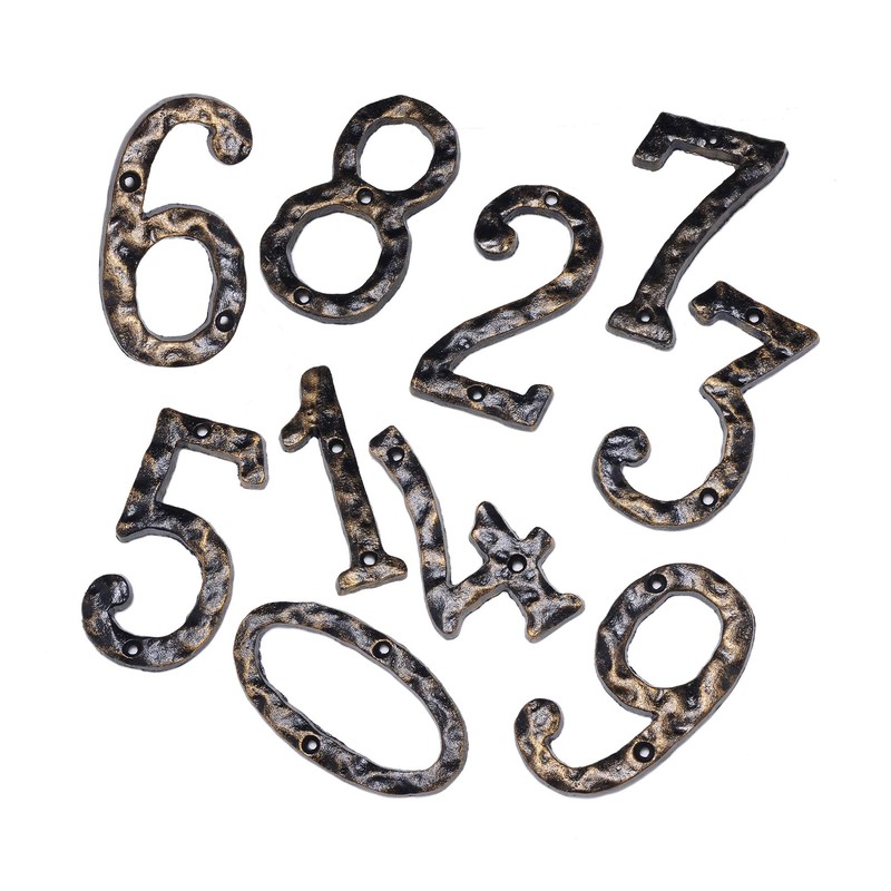 House Address Number, 5.5 Inch, Solid Cast Iron Metal Door