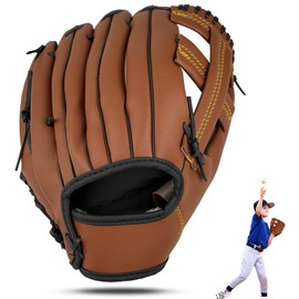 Gracfulcub Baseball Glove, Baseball Softball Mitt, Fastpitch Softball Outfield Mitt with Ball for Kids Youth Adults Training and Beginner, Right Hand Throw, Left Hand Glove (Brown, 11.5in)