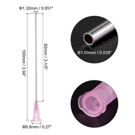 sourcing map Industrial Blunt Tip Dispensing Needle with Luer Lock for Liquid Glue Gun, 18G 3-1/5", 10 Pcs (Pink)