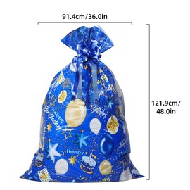 2Pcs 56 x 36inch Jumbo Gift Bags, Large Plastic Gift Bags Extra Birthday Gift Bag with Pull Bows,Giant Gift Bag for Presents Birthday Baby shower