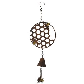 AB Tools Honeycomb Wind Chime Bee Bell Hanging Garden Yard Hex Decor Metal Wasp