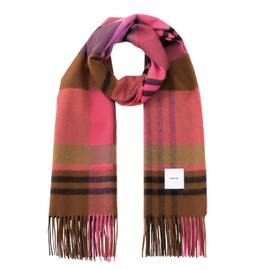 matti totti B0124B Men's Stole with 100% Superb Cashmere Plaid Pattern in 24 Colors, Large, Thick, Cassis x Chocolat