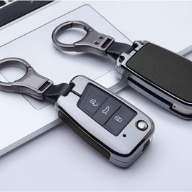 ontto Car Key Case for VW Golf 7 MK7 Polo T-ROC Tiguan Skoda Superb Octavia Seat Leon Ibiza Remote Control Cover Zinc Alloy Key Case Key Cover Key Protection Case Black