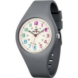 SIBOSUN Nurse Watch for Men Women Silicone Analog Quartz Jelly Watch with Second Hand Luminous Watch for Women Wrist Watch Simple Casual Watch Easy to Read Waterproof Watches Dark Grey