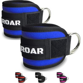 Roar® Ankle Cuff For Cable Machines,Pulley Anklets, 2 Gym Anklets, Ankle Weighted Anklet Pulley Machine, Weighted Anklets, Fat Gripz Glute Weights, Gym Weights Machine, Anklet For Pulley. (Blue)