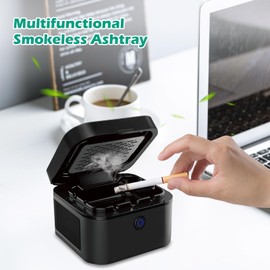 2 in 1 Air Purifier Multifunctional Smokeless Ashtray for Cigarette Smoker, HEPA Filter Reduce Smoke, USB Rechargeable Smoke Ashtray for Home Office Car(AP070)