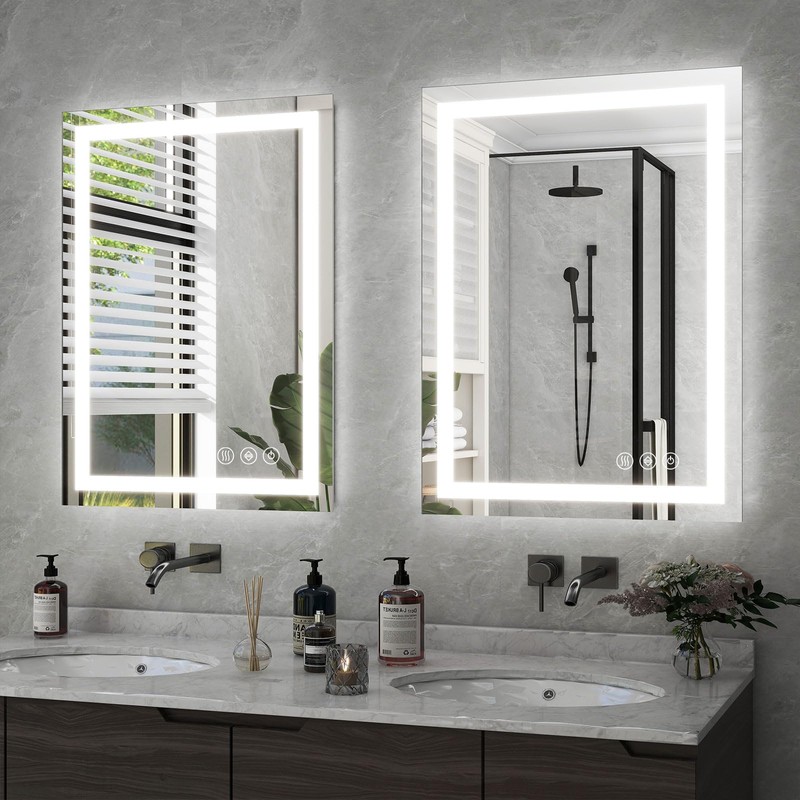 Easly 24x32 Inch LED Bathroom Mirror with Anti-Fog & Memory