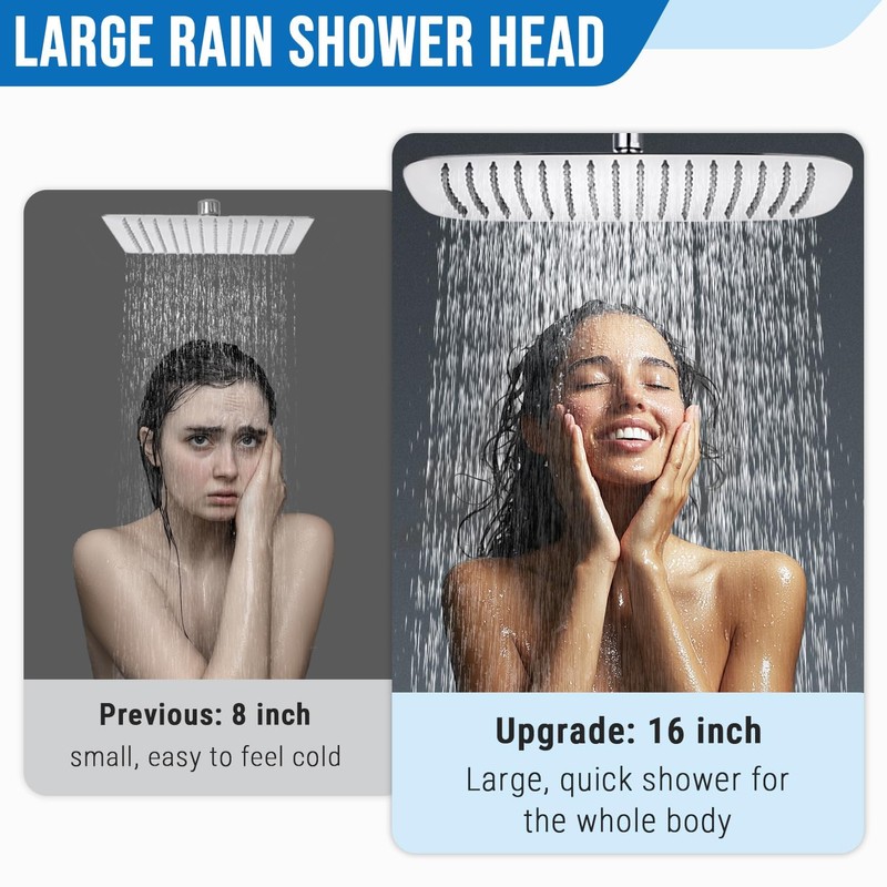 G-Promise All Metal 16 Inch Rain Shower Head with Adjustable