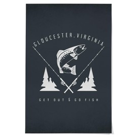 Lantern Press 36x54 Inch Giclee Print, Gloucester, Virginia, Get Out and Fish, Trout and Fly Fishing Rods,