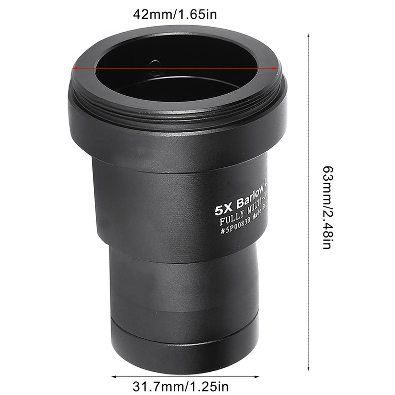 Datyson 1.25 Inch 5X Magnification Lens T2/M35 Thread Astronomical Telescope