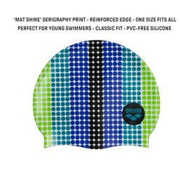 Arena - Gorro de natación Unisex de Silicona con Estampado Junior para niños y niñas, Entrenamiento de natación, Ajuste más pequeño, Talla única