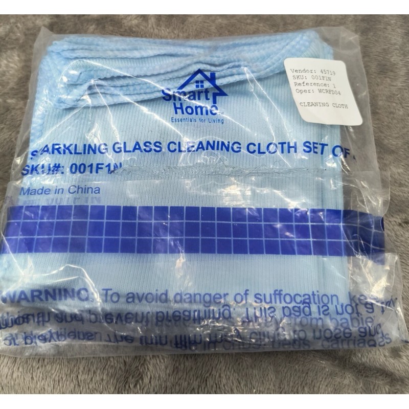 Smart Home Sparkling Glass Cleaning Cloth Blue Square Set Of