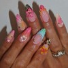 Flower Press on Nails Almond Fake Nails with 3D Flower