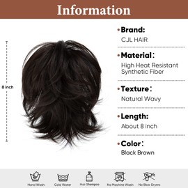 CJL HAIR Claw Clip Short Ponytail Hair Extensions DIY Bendable Metals Messy Bun Hair Piece for Wonen Straight Synthetic Fake Hairpieces Black Brown