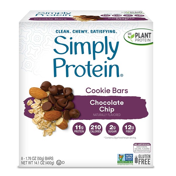 SimplyProtein Cookie Bars. Clean and Light Crispy Bars with Plant Based Protein. 32 count (pack of 1)