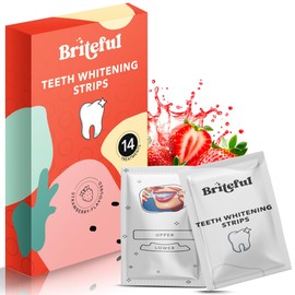 Briteful Teeth Whitening Strips - 28 Strips - Advanced Non-Peroxide Formula with 8% Pap - Easy to Use Teeth Whitening Kit - Premium Teeth Whitener Product (14 Treatments, Strawberry)