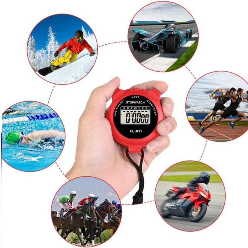 Sports Stopwatch Timer Lap Split Digital Stopwatch with Clock Calendar