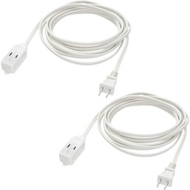 CMPLE - 3-Outlet Household Indoor Extension Power Cord - 2 Prong with Protection Outlet Cover - 6 Feet, White, (2 Pack)