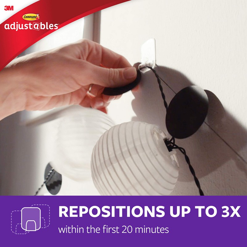 Command Adjustables Repositionable Clips 12 Clips + 24 strips/PK 17840CLR-12UKN