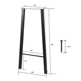 ALLCOS Bar Table Legs 40 Inch Metal Dining Table Legs Heavy Duty Metal Desk Legs Coffee Table Legs, Black, Set of 2