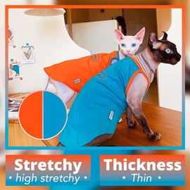 Sphynx Cat Shirt, Breathable Stretchy Cat Summer Vest, Soft Hairless Cats Shirt, Sleeveless Tanktop for Cats Only (Blue, M (3.5-5.5lbs))