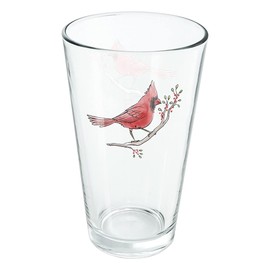 LOGOVISION Northern Cardinal Watercolor Northeastern Bird 16 oz Pint Glass, Tempered Glass, Printed Design & A Perfect Fan Gift | Great for Cold Beverages, Soda, Water