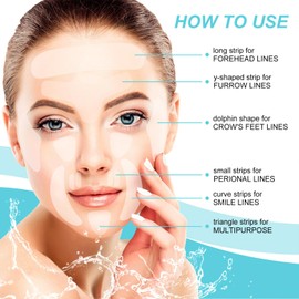 Pack of 256 Face Wrinkle Remover Strips, Anti Wrinkle Plasters, Wrinkle Plasters, Face Wrinkle Plasters for Smoothing Eyes, Mouth or Face - Reusable (16 Sheets)