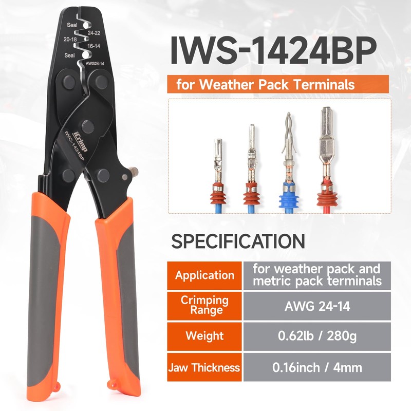 iCrimp Ratchet Weather Pack Sealed Connector Crimping Tool, Wire Crimper