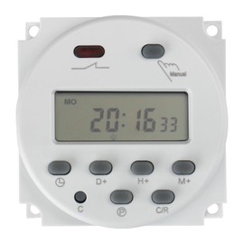 Baomain Digital LCD Programmable Timer CN101C Input 12V Output 12V DC/AC 16A SPST Support 17-Times Daily Weekly Program Time Relay Switch
