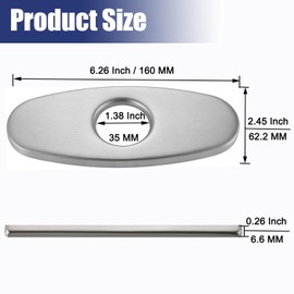 6 Inch Faucet Hole Cover Deck Plate, Sink Cover Deck Plate Faucet Escutcheon for 1 or 3 Hole Bathroom Vanity Faucet Mixer Tap Sink Faucet Hole, Stainless Steel Deck Plate (Brushed)