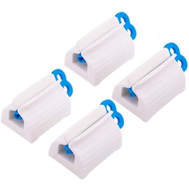 4 Pcs Rolling Tube Toothpaste Squeezer Dispenser Bathroom Toothpaste Creams Ointment and Pastes Holder Multi Purpose (Blue)
