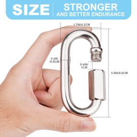Vmuter 1Pc 3.5 Inch 304(18-8) Heavy Duty Stainless Steel Screw Chain Quick Links, 2000 LBS Capacity Carabiner for Big Chain Connecting, Hammock Hanging, Hiking, Camping