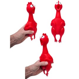 Zugar Land Big Rubber Chicken Collectible (Red) (9.5 Inch) Multicolored Assortment Gag Gift Party Favor Carnival Prize (Red)