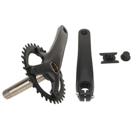 34T Bike Crankset Hollow Integrated Single Speed Round Chainring Aluminium Alloy Bike Crank Arm Set for MTB BMX Road Bicyle