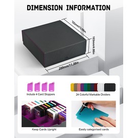 ZLCA Card Storage Box for MTG PTCG, Commander Deck Box Holds 3000+ Cards, Card Storage Case with 4 Stoppers, Card Organizer for TCG Sport Cards(Black&Purple)