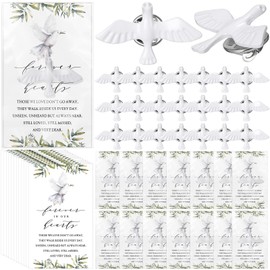 Landical 50 Set Funeral Favors Celebration of Life Memorial Dove Lapel Pins Brooch with Forever in Our Hearts Cards Bags As a Keepsake Ideas for Guests Family Church Mourning Remembrance Day Event