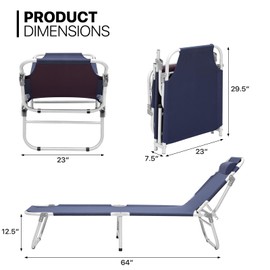 MoNiBloom Folding Camping Cot for Adults, Lightweight Portable Sleeping Cot with Pillow and Carry Bag for Outdoor Camping, Lounging and Elevated Napping, Support 300 lbs, Navy Blue