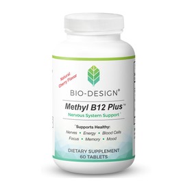 Bio-Design Methyl B12 Plus Nervous System Support Supplement - Full Spectrum Natural Bioactive Methylated B Vitamins - Supports Healthy Nerves, Blood Cells, Memory, & Mood- 60 Sublingual Tablets