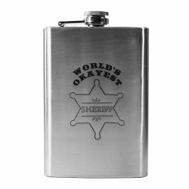HipFlaskPlus 8oz World's Okayest Sheriff Stainless Steel Flask