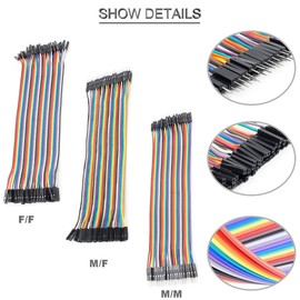 DKARDU 120 pcs 3 x 30CM Jumper Wire Cable Set 40pin Dupont Cable Male to Female, Male to Male, Female to Female Breadboard Dupont Line + 20 pcs pin Header Single Row 40pin 2.54mm PCB Header