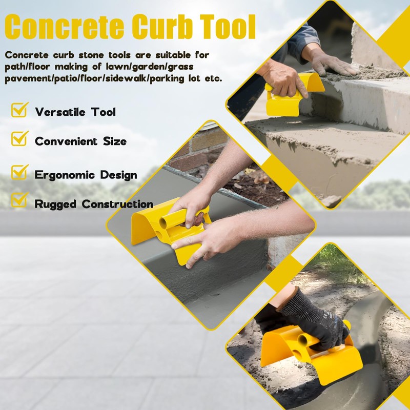 Pcmursal Concrete Curb Trowel, Curb Tool for Concrete Edging, Concrete