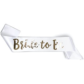 Team Bride Double-Layer Satin Sash - Sophisticated & Fun Party Favor for Bachelorette Party, Bridal Shower & Wedding Party - by Bachelorette to Bride (Bride to Be, White & Rose Gold)