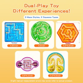 Squishy Fidget Toys for Kids, Sensory Maze Filled Gel for Anxiety Stress Relief, Calming Corner Items for Autism ADHD Child, Quiet Game for Classroom Prizes, Travel Activity for Car,5-Pack Easter Gift