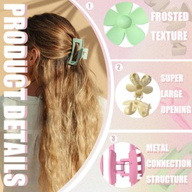 12 Pcs Claw Clips, Multi-Shapes Hair Clips for Women, Non-Slip Large Jaw Claw Clips for Thick Thin Curly Hair Accessories (Clorful)