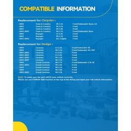 PHILTOP 11.1 inch (281 mm) Front Vented Disc Brake Rotors + Ceramic Pads Kit Compatible with Dodge 2001-2005 Grand Caravan 3.3L, 2001-2007 Caravan 3.3L, Chrysler 2003-2007 Town & Country 3.3L