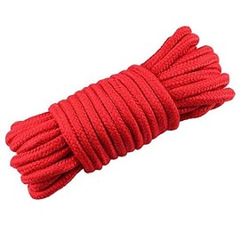 DIY All Purpose 32 feet 8mm(1/3inch) Diameter Soft Cotton Rope Solid Braided Twisted Ropes,10m Durable and Strong All Purpose Twine Cord Rope String Thread Cord (Red)