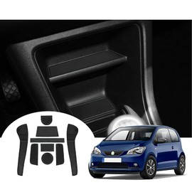 GAFAT V W UP/Seat Mii/Skodα Citigo 2013-2023 2024 Non-Slip Mats, Car Centre Console Rubber Mats, Cup Holder Mat, Storage Box Non-Slip Mat, Door Seam Non-Slip Mats (Black)