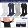 Tarpop 4 Pairs Men Zipper Compression Socks Colorful 20-30mmhg Compression