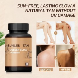 60Pcs Self Tanning Cap/sules,Sun/less Tanning Drops,Tan Remover,Face Tanning Moisturiser,Tanning Tablets without Sun,Tanning Maintain Skin Tanning Alternatives Tanning,Tanning Tablets for Men & Women