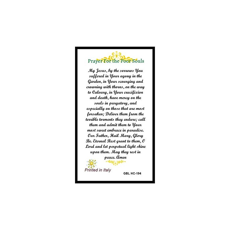 Prayer for The Poor Souls in Purgatory Prayer Card Blessed